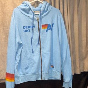 Aviator Nation Light Blue Hoodie Full Zip Xl